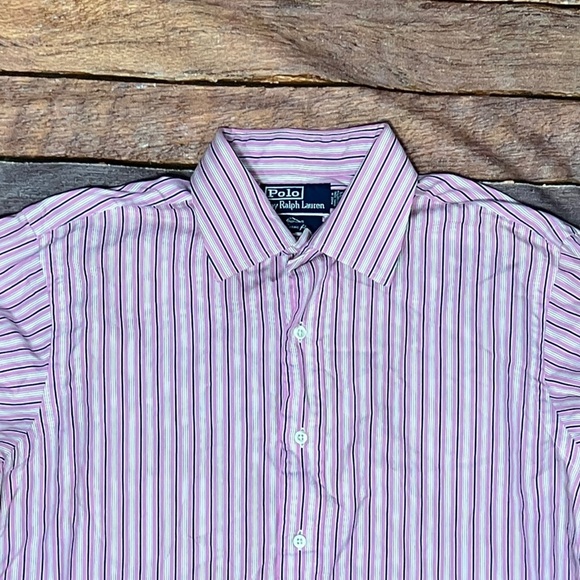 Polo Ralph Lauren Shirt Striped Pink French Cuff Button Down Shirt Mens - Picture 2 of 5